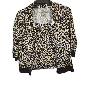 Onque Casuals Leopard Print Twin‎ Set Short Sleeve Top & Jacket NWT